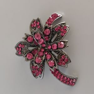 Vintage Pink Crystal Costume Jewelry Brooch
